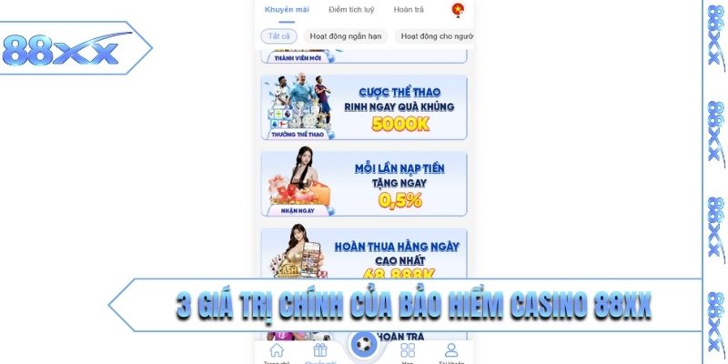 3 giá trị chính của bảo hiểm casino 88XX