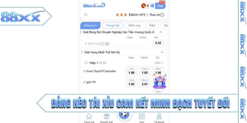 Bảng kèo tài xỉu cam kết minh bạch tuyết đối